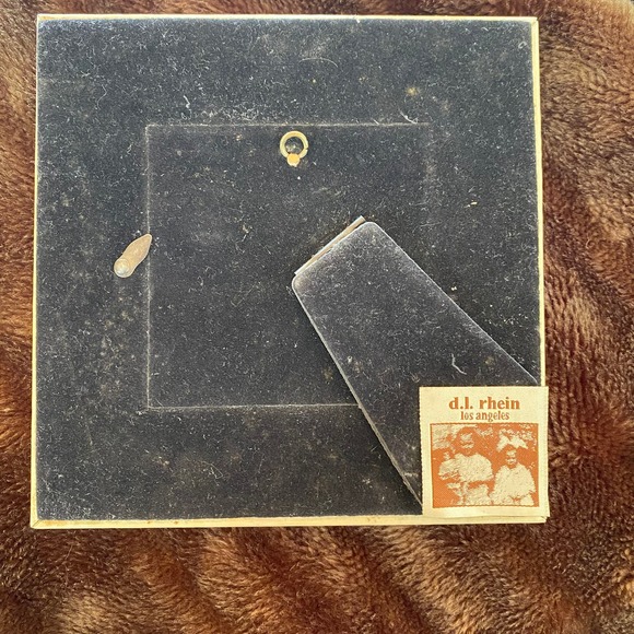 D. L. Rhein Red Toile Print & Crystals on Pale Yellow 6-3/4” Square Frame - Picture 5 of 8